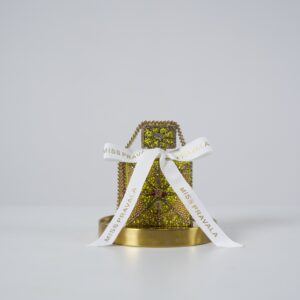 Custom diamond perfume bottle with diamonds, rubies and gold accents